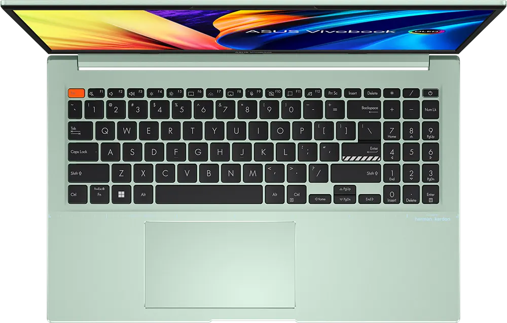 Laptop ASUS Vivobook S 15 OLED K3502ZA-OLED005W Intel Core i5-12500H, 16GB RAM, 512GB SSD Hard Disk, Intel® Iris Xe Graphics Card, 15.6” FHD OLED Display, Windows 11 , Brave Green