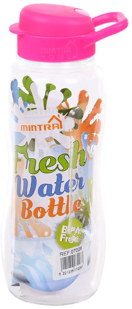 Mintra sports water bottle, plastic, with snap cap, 1 liter, colors
