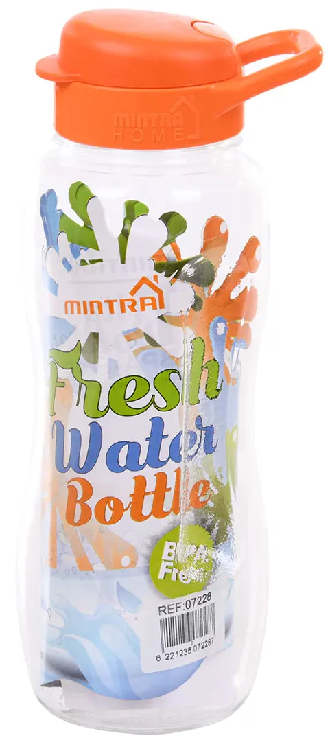 Mintra sports water bottle, plastic, with snap cap, 1 liter, colors