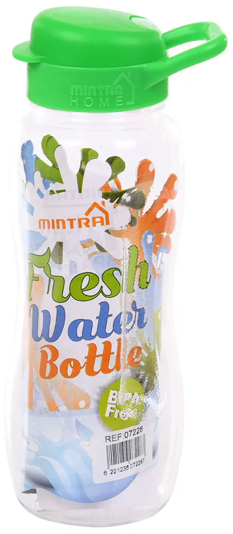 زجاجة مياه رياضية منترا،بلاستيك، بغطاء كبس ،1لتر ،ألوان