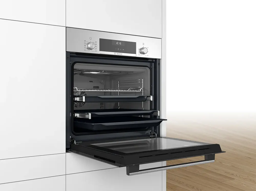 Bosch Built-in oven, 60 cm, electric, 66 litres, digital with grill, silver*black, HBJ558YS0G