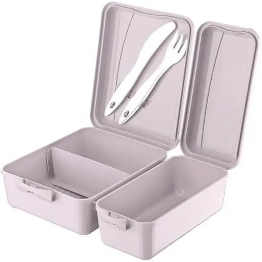 لانش بوكس بلاستيك من تيتيز مع أدوات طعام،1.3 لتر، بينك