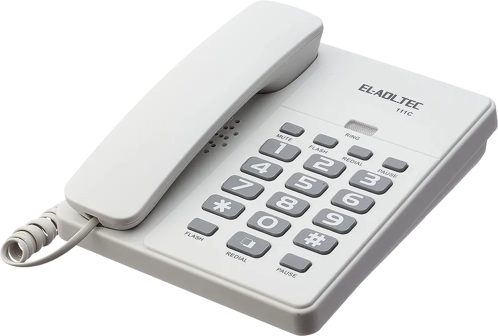 El-Adl Tec Corded Landline Phone, White, 111C