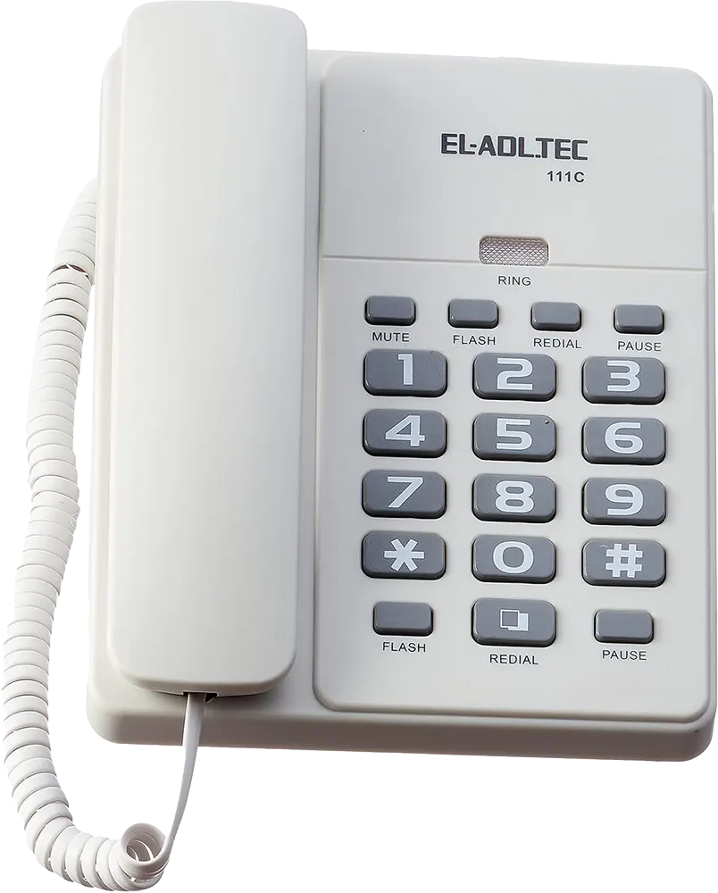 El-Adl Tec Corded Landline Phone, White, 111C