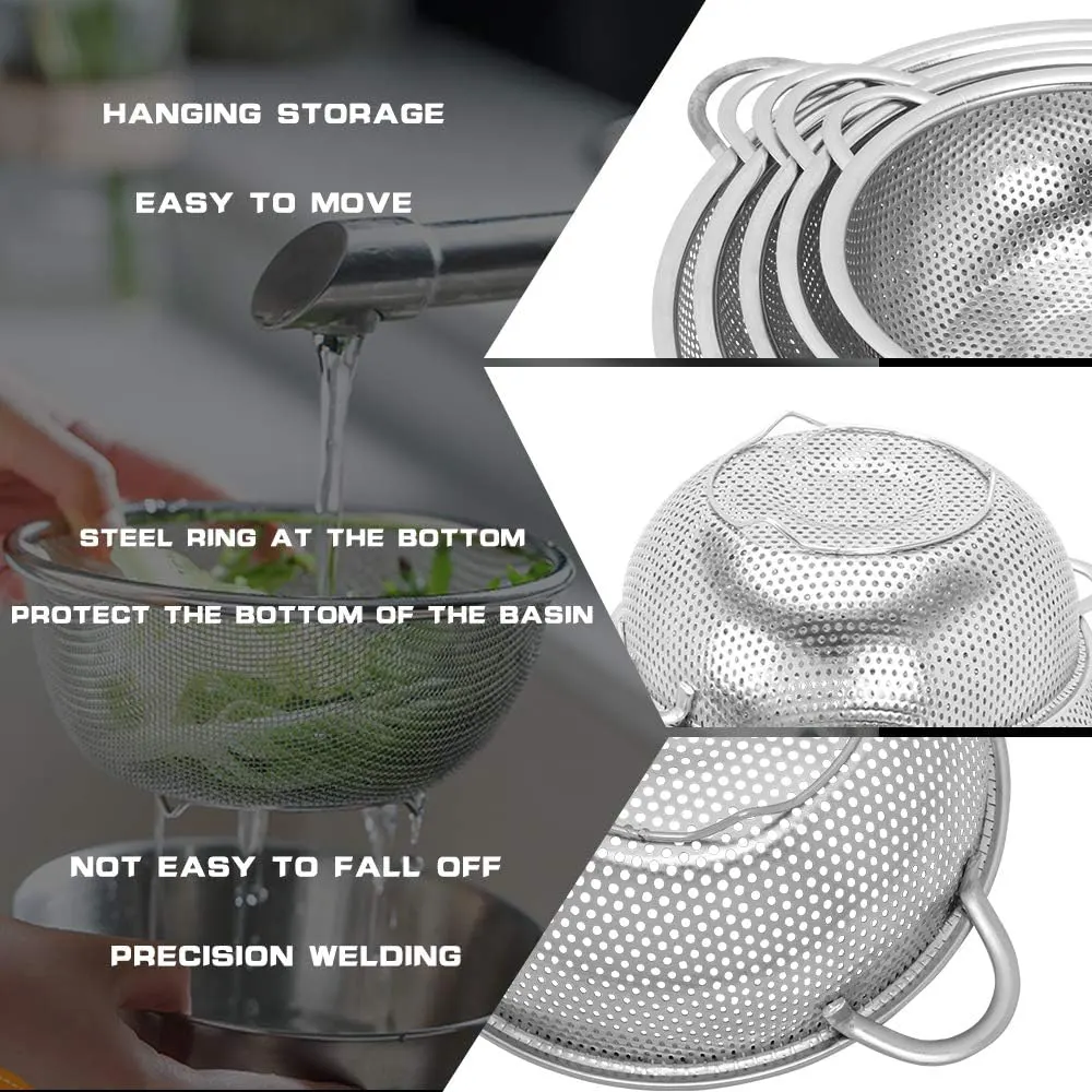 Stainless steel strainer set, 3 pieces