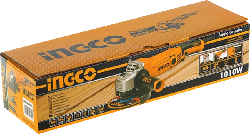 Ingco Professional Angle Grinder for Metalworking, 1010 Watt, Variable Speed, Yellow, AG10108-5
