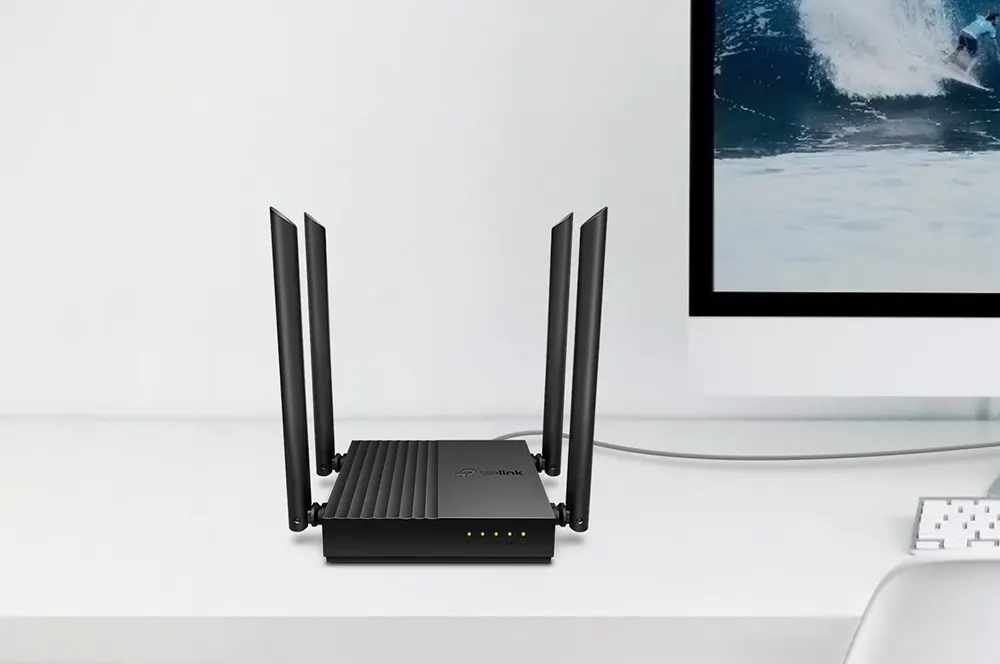 TP-Link Archer C64 Router, Wi-Fi, Dual Band, 4 Antennas, Black, AC1200