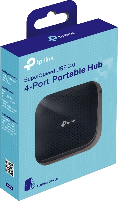 TP-Link USB Hub, 4 Ports, Black, HUB-UH400