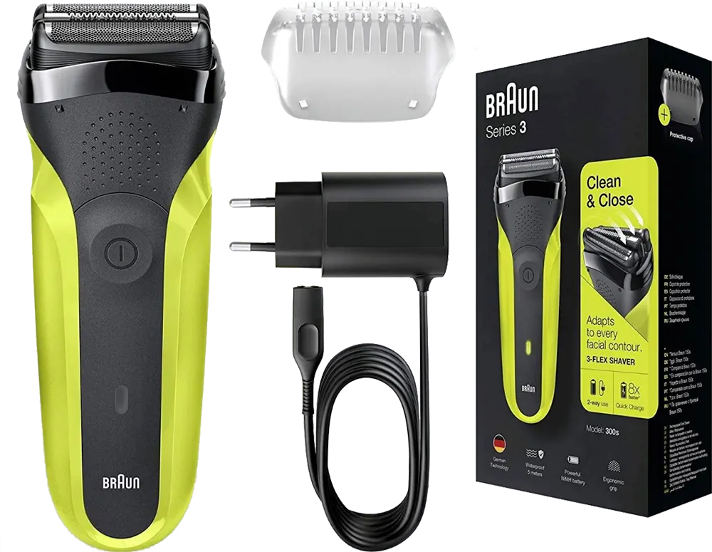 Braun Beard Shaver, Rechargeable, Fully Washable, Black, 300S