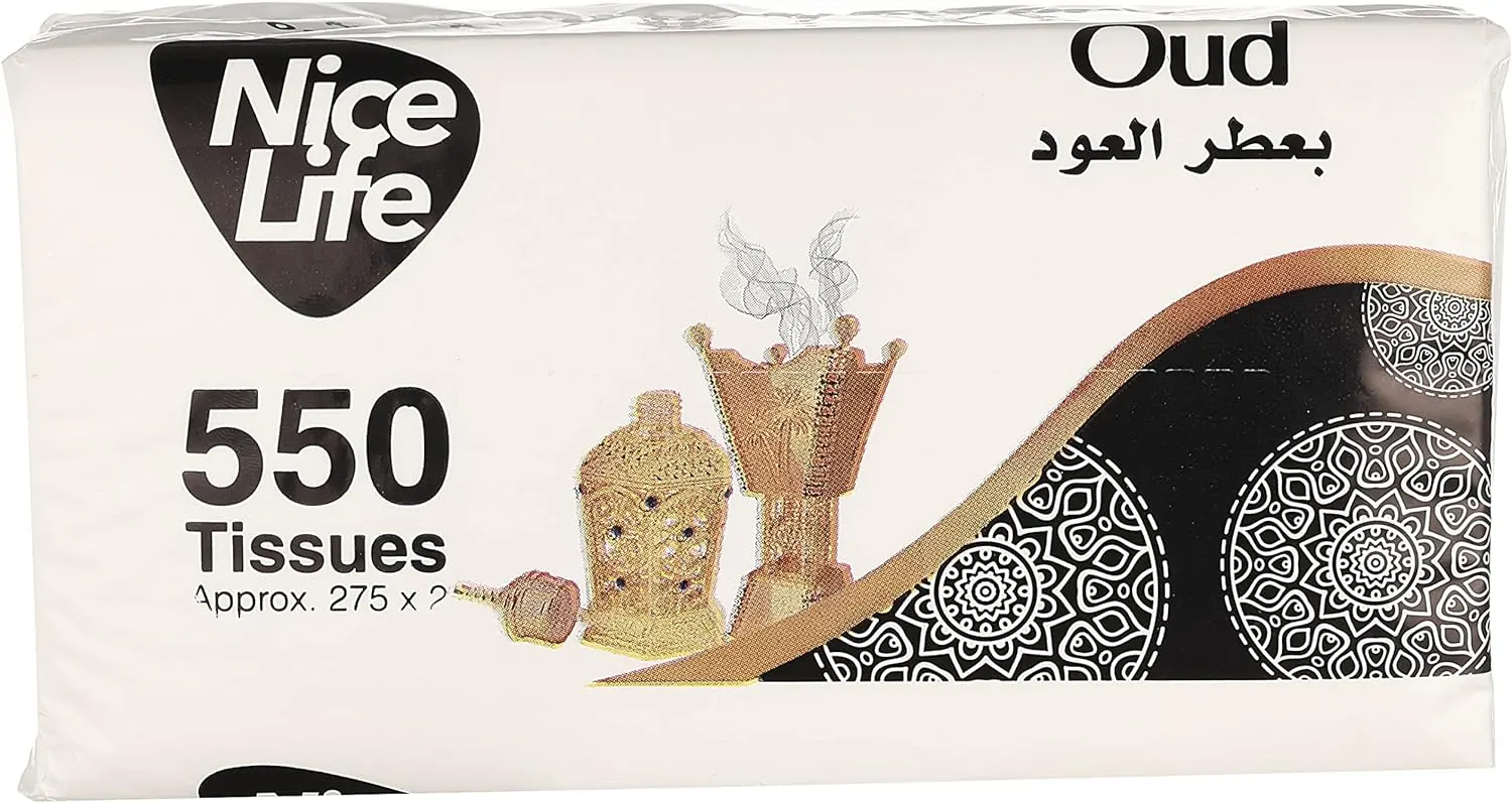 مناديل سحب نايس لايف، 2 طبقة ،برائحه العود ، 550 منديل