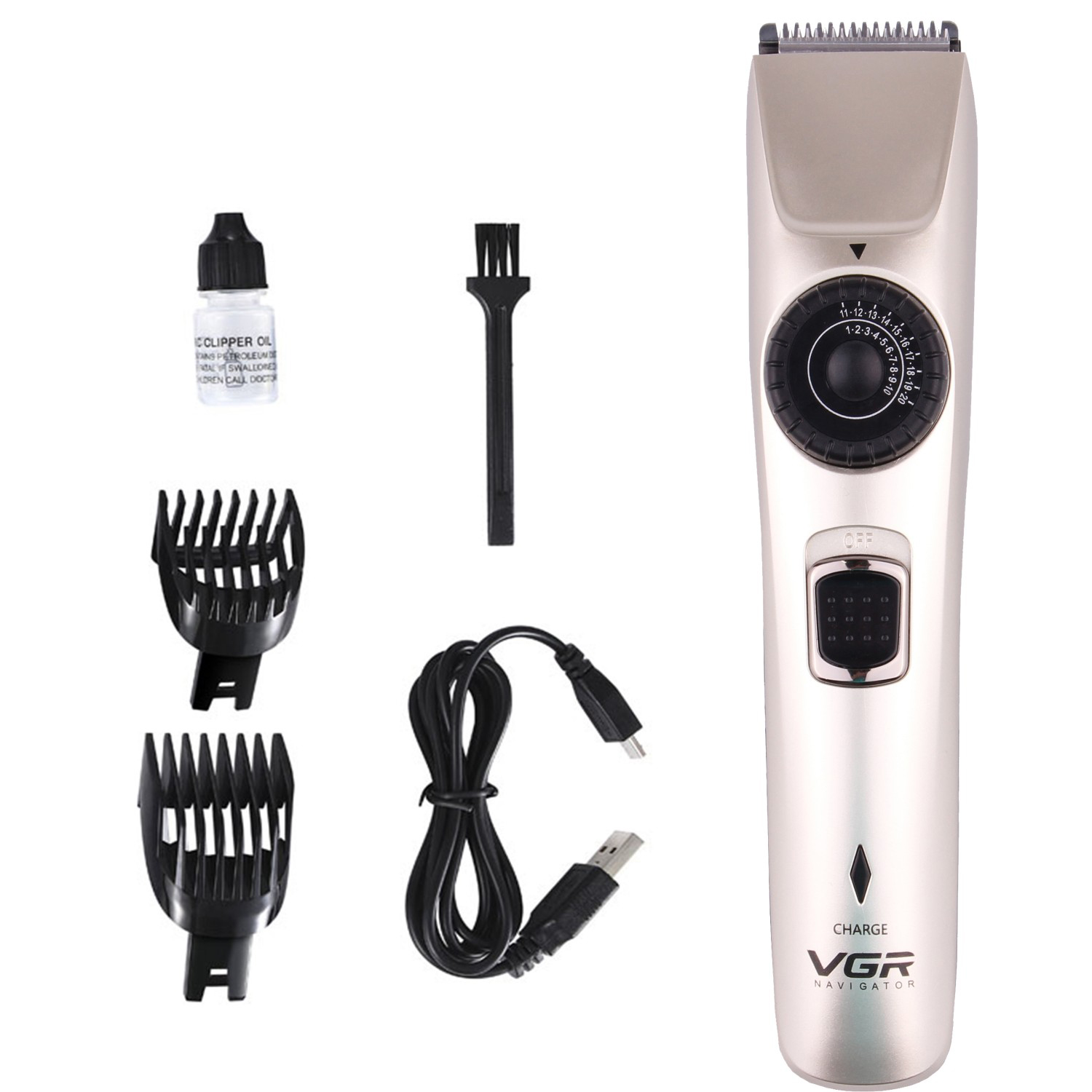 VGR Electric Hair Clipper for men, for dry use, Gold, V-031