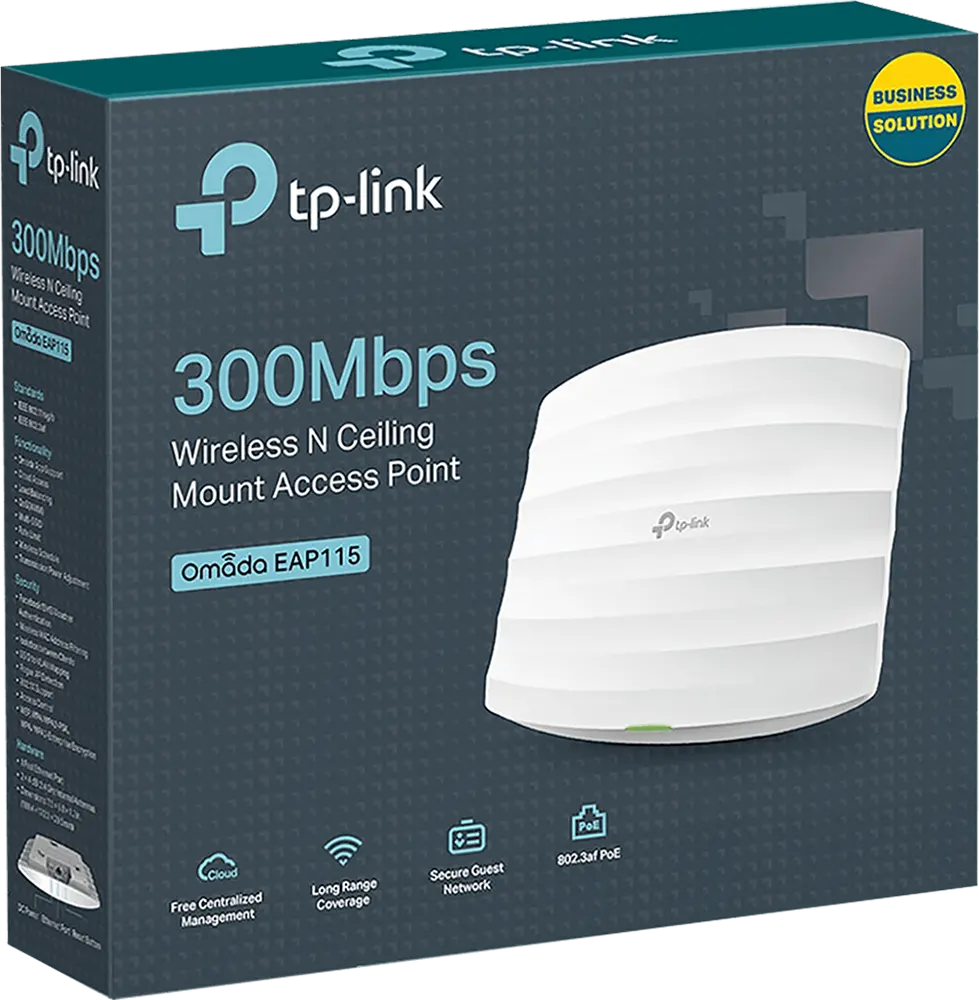 Access Point TP-Link Wireless N, 300Mbps Speed, Ceiling Mount, White, EAP115