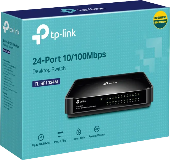 Ethernet Desktop Switch TP-Link 24-Port , 10-100Mbps, Black, TL-SF1024M