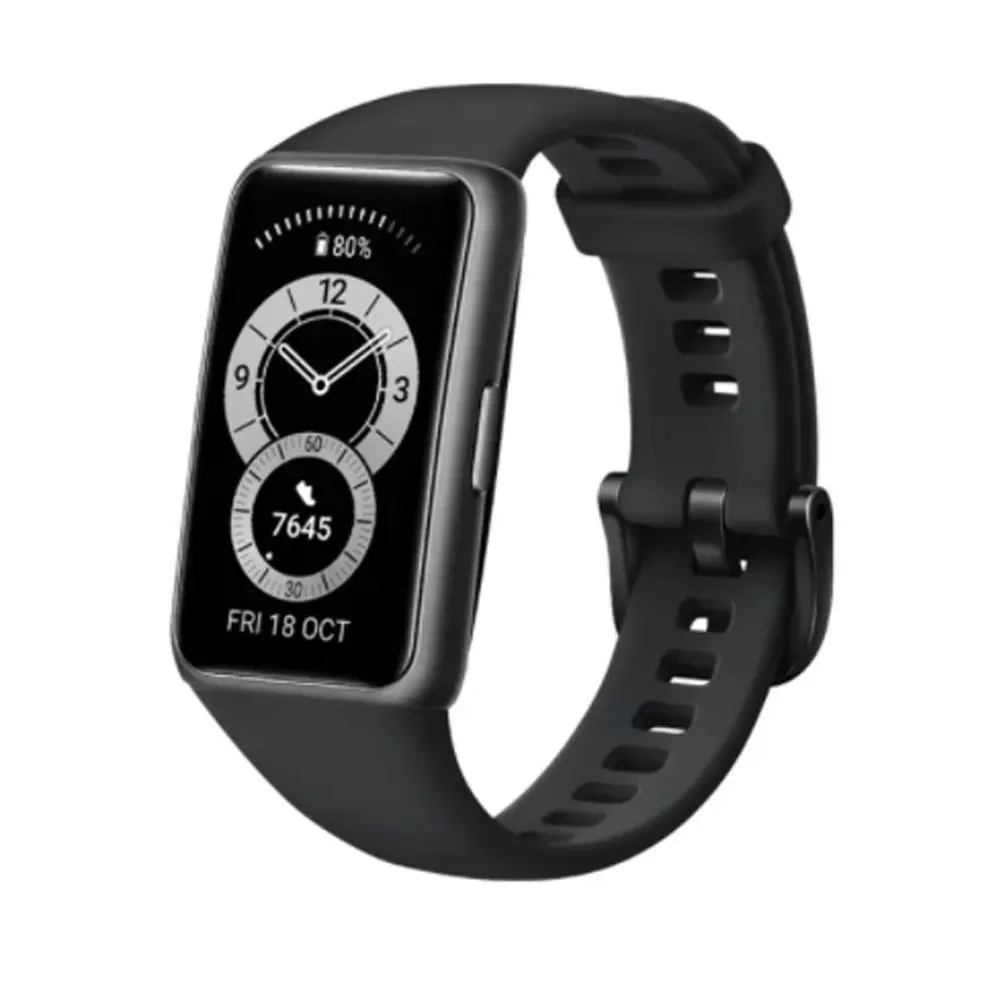 ساعة يد هواوي باند 6  ،FRA-B19، شاشة اموليد تعمل باللمس 1.47 بوصة ، مقاومة للماء ، بطارية تدوم حتى 14 يوم ،أسود