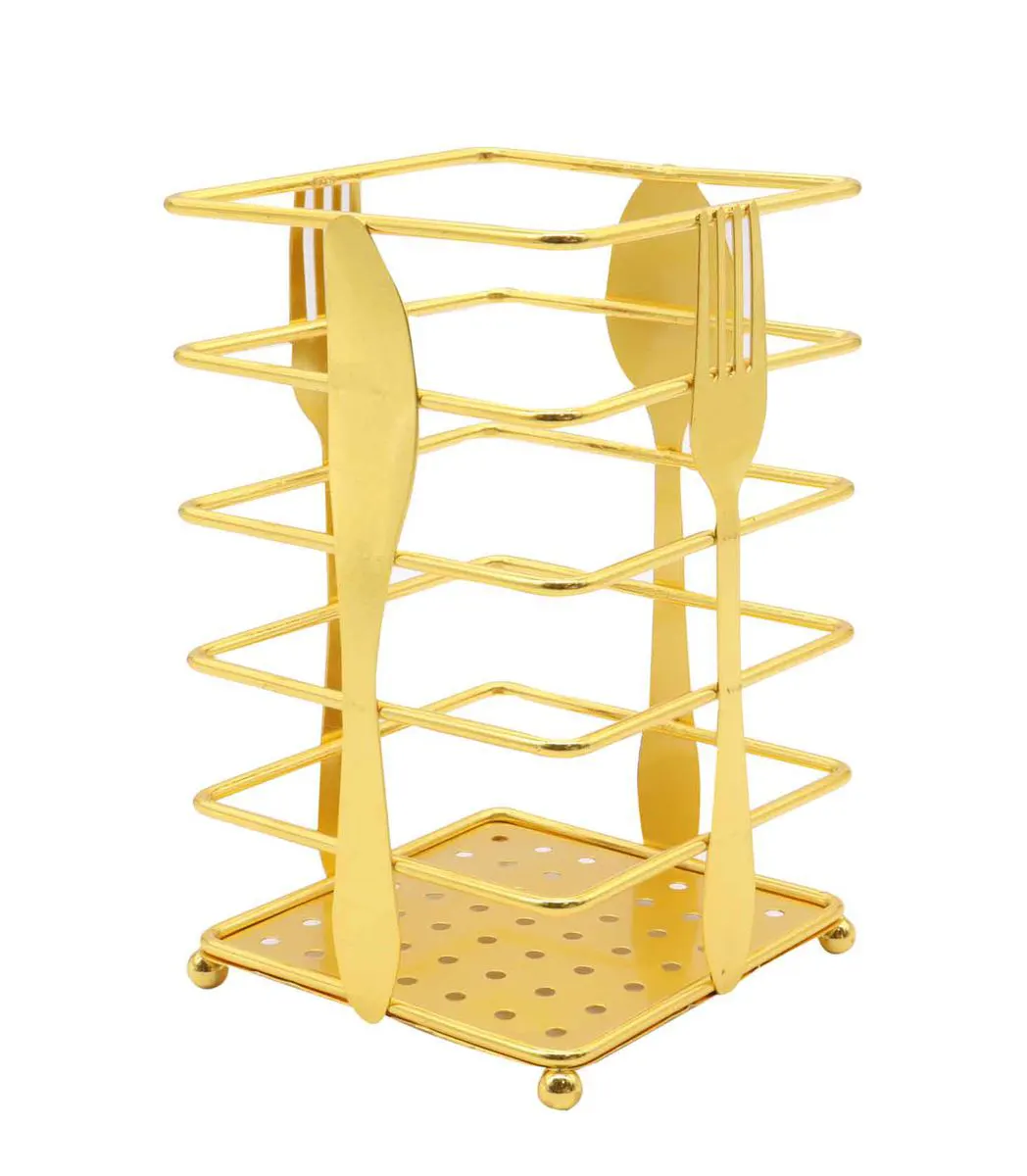 Stainless steel spoon tray with base, gold