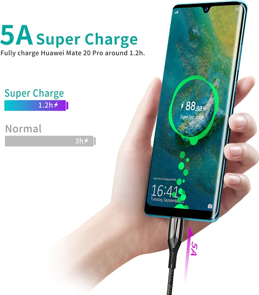 وصلة شاحن تايب سي تشويتك، 5 أمبير، 1.2 متر، أسود، AC0013