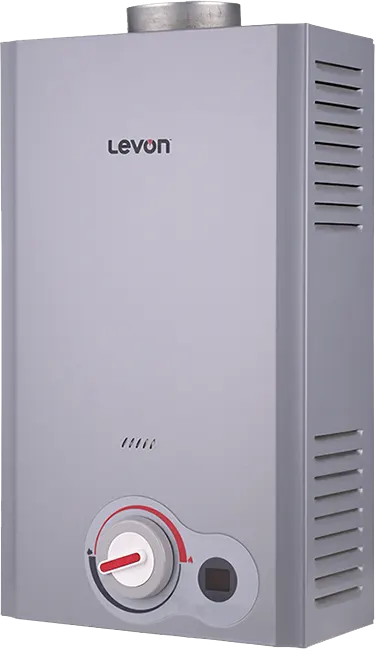 Levon Gas Water Heater, 10 Liters, Digital Display, Adaptor, Silver