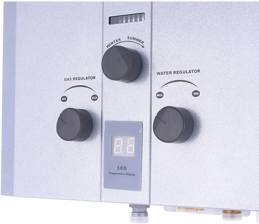 White Point Gas Water Heater, 10 Liters, Digital Display, Adaptor, Silver, WPGWH10LSA