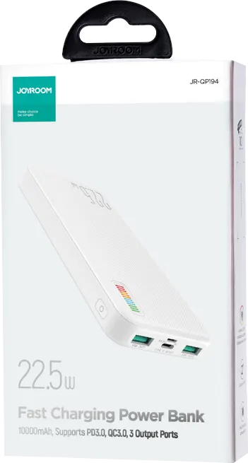 باور بانك جوي روم، 10,000 مللي أمبير، 3.7 فولت، 22.5 وات، أبيض، JR-QP194
