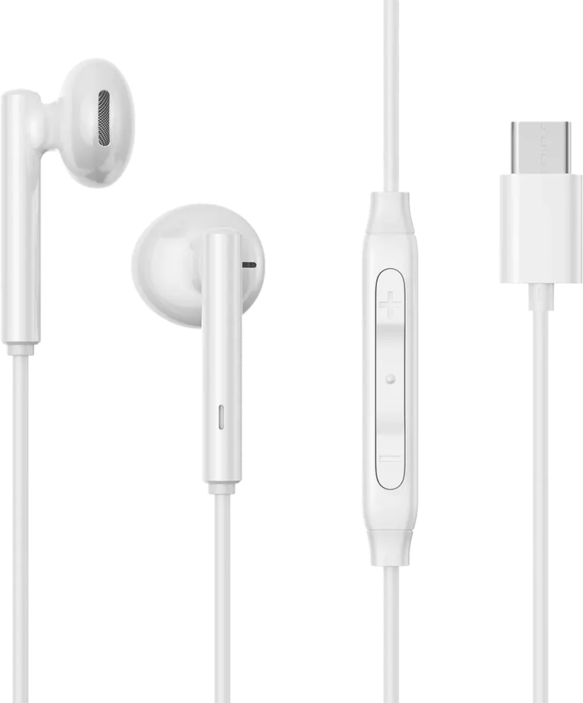 سماعة أذن سلكية جوي روم، موصل من النوع C، ميكروفون مدمج، أبيض، JR-EC05