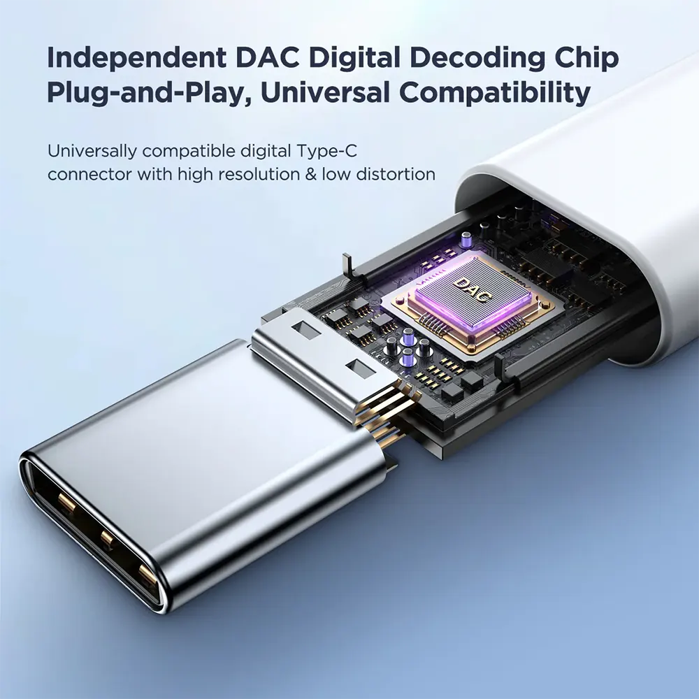 سماعة أذن سلكية جوي روم، موصل من النوع C، ميكروفون مدمج، أبيض، JR-EC05