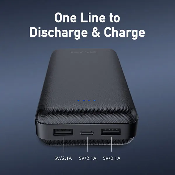 Awei P6K Power Bank Charger, 20000 mAh battery, 22.5 Watt, 5 Volt, black