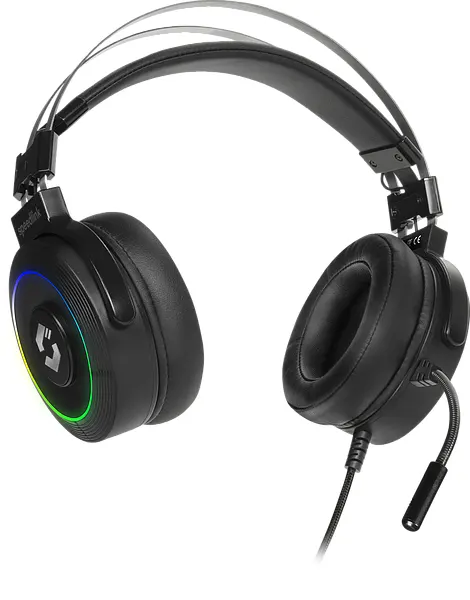 سماعة رأس محيطية سبيد لينك SL-860005-BK للألعاب، ميكرفون، إضاءة RGB، أسود