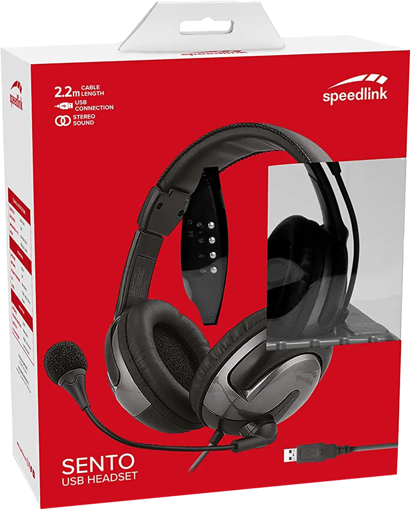 سماعة رأس سبيد لينك SL-870100-BK للألعاب، ميكروفون، أسود × رمادي