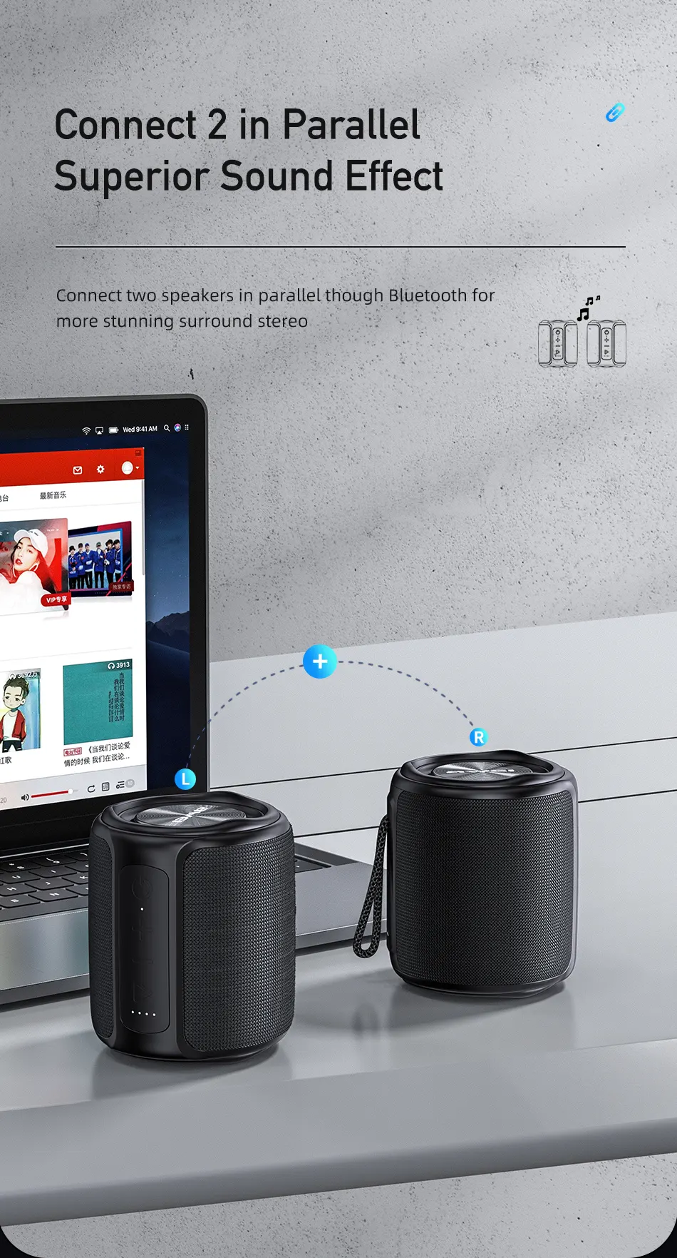 Awei Wireless Speaker, Bluetooth, 10 Watt, Waterproof, Black, Y310