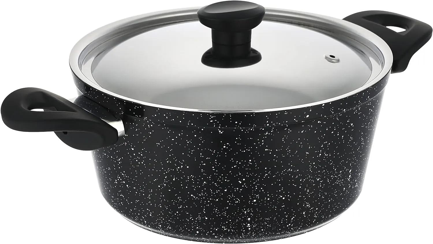 Top Chef Korean Granite Pot, Size 20, Black and Burgundy