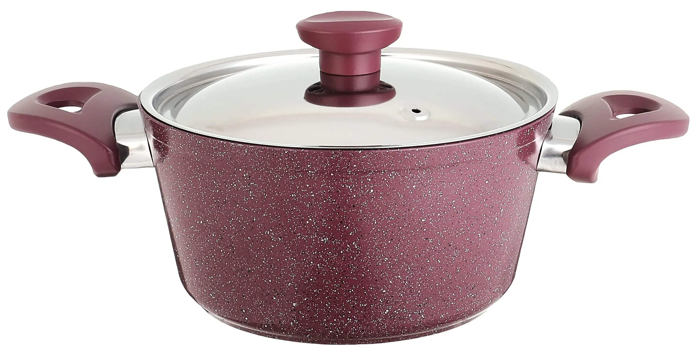 Top Chef Granite pot , size 20 cm, black and burgundy