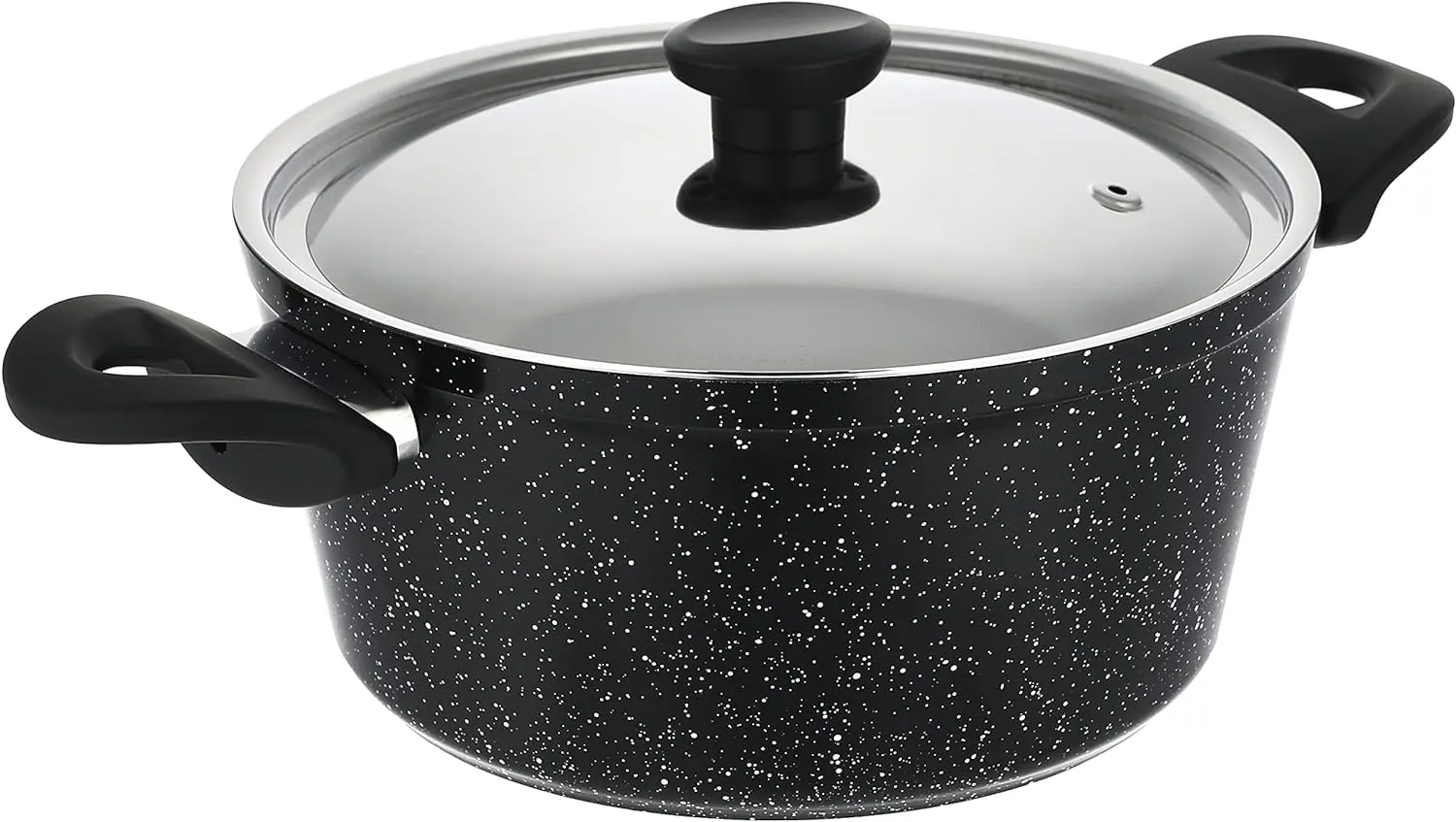 Top Chef Granite pot , size 18 cm, black and burgundy