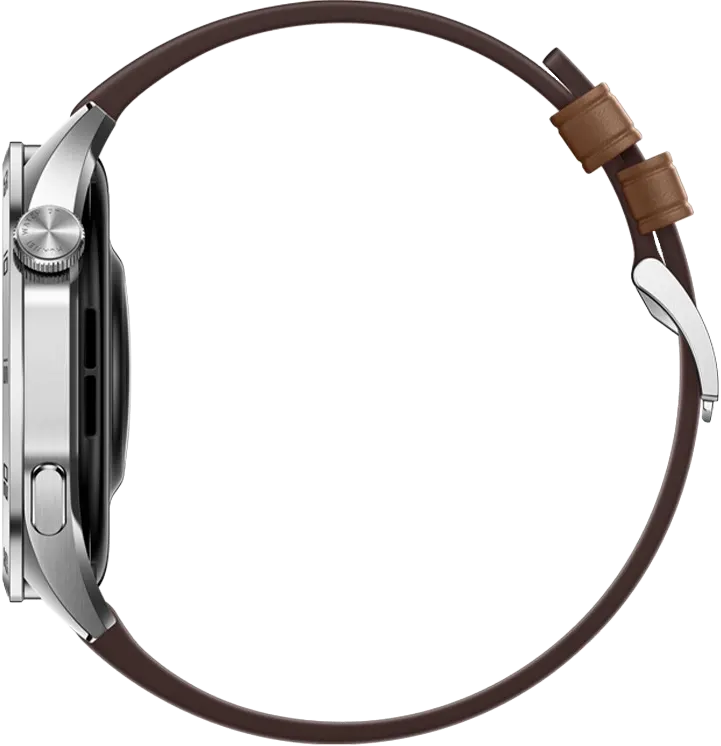 ساعة سمارت هواوي GT4، شاشة اموليد 1.43 بوصة، سوار جلد، مقاومة للماء، لون بني + (هواوي فري بودز إس إي 2 هدية)