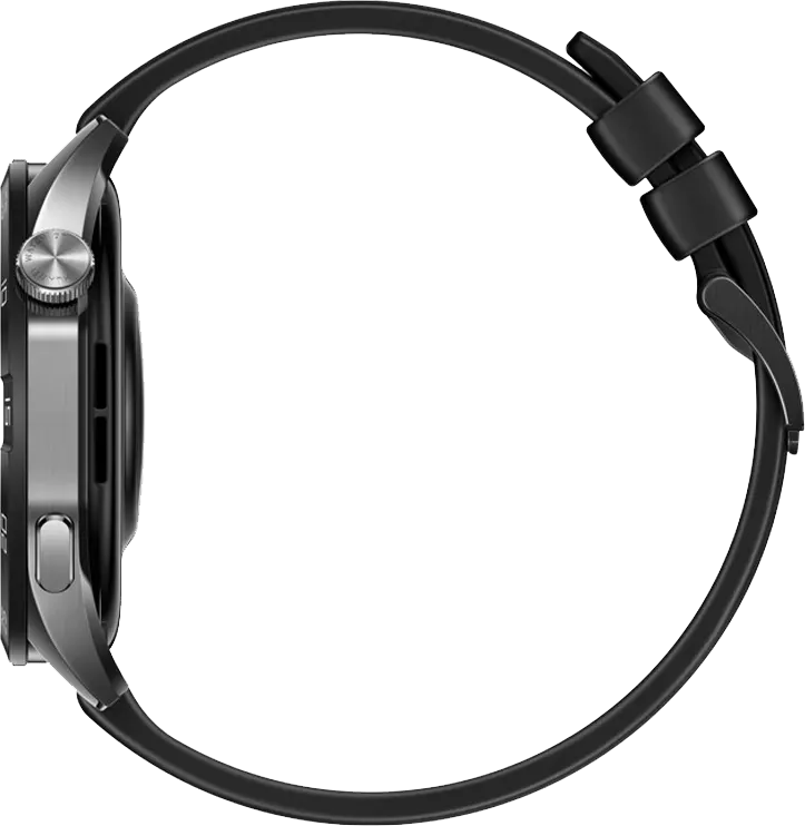 ساعة سمارت هواوي GT4، شاشة اموليد 1.43 بوصة، سوار مطاط فلوري، مقاومة للماء، لون أسود + (هواوي فري بودز إس إي 2 هدية)