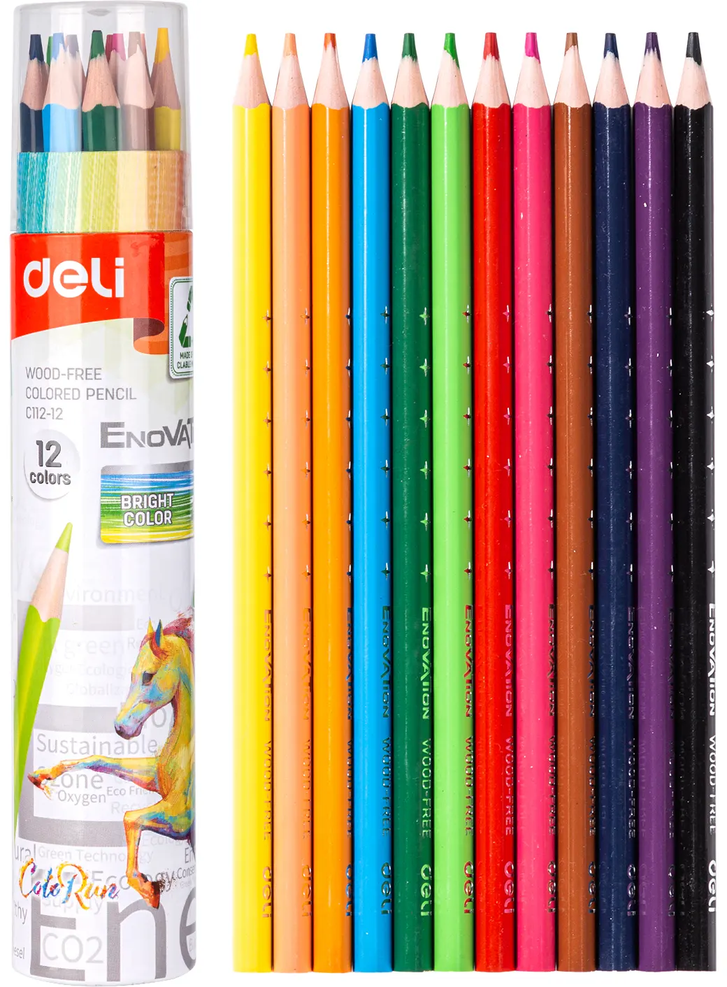 علبة ألوان خشب ديلي ، مجموعة 12 لون طويل ، ألوان متعددة ، EC 112-12