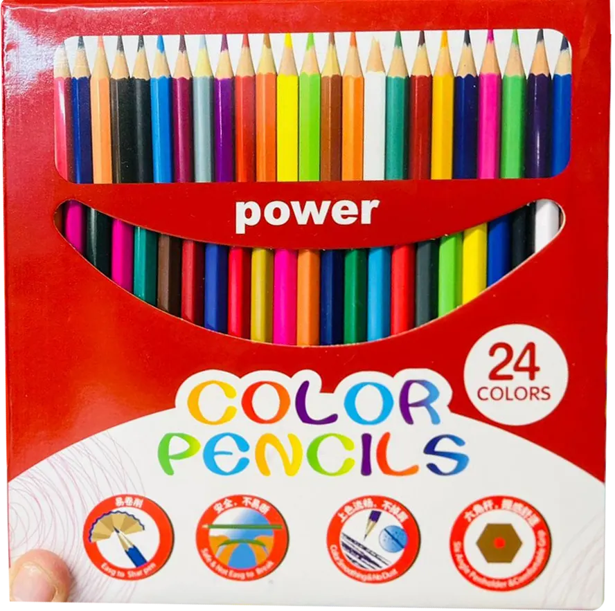 Power Wood Color Box, 24 Colors, Long, Box, Multiple Colors