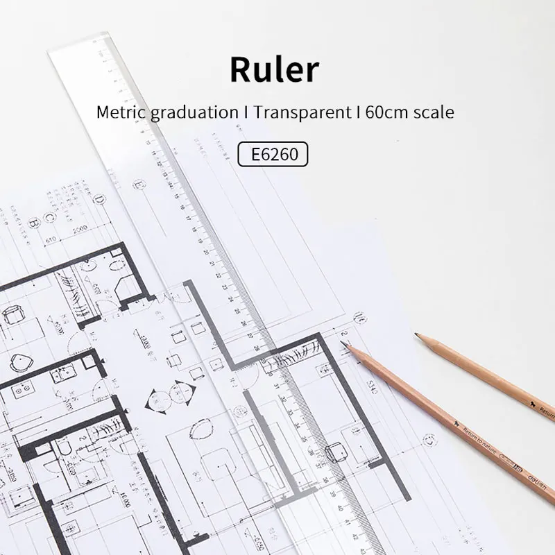 Deli Wide Plastic Ruler, 60 cm, Clear, 6260