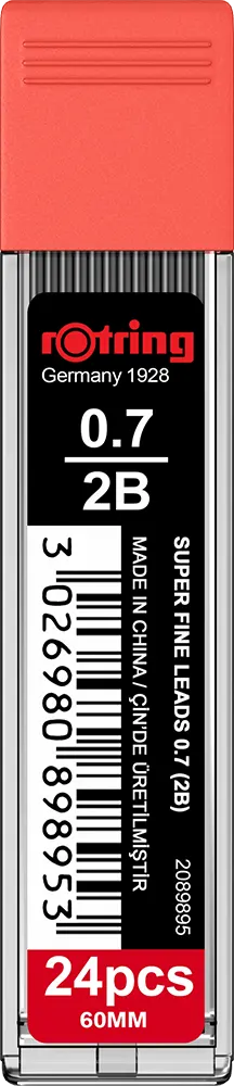 Rotring 2B Pencil Lead, 0.7 mm, 24 Lead, Grey, 2089895