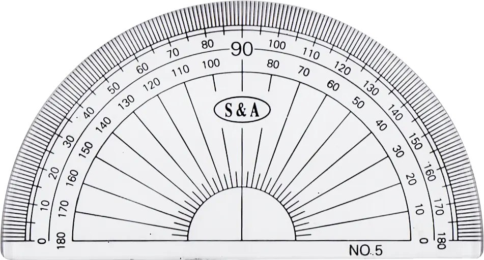 S&A 180 Degree Plastic Protractor, Transparent, NO.5