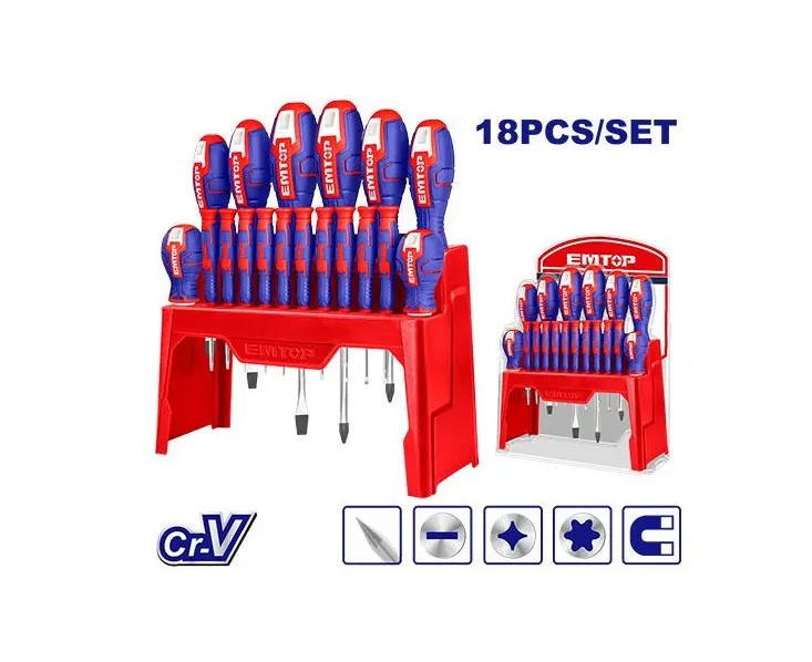 طقم مفكات ام توب، 18 قطع، ESST1802