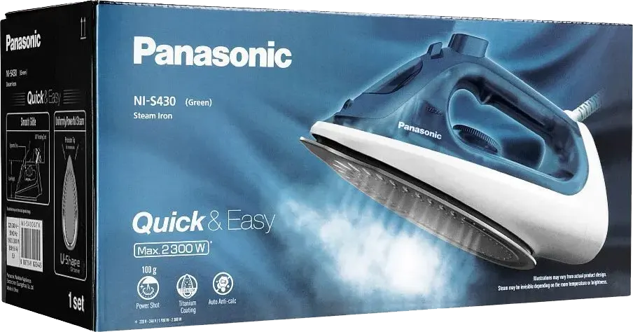 Panasonic Steam Iron, 2300 Watt, Titanium Base, Blue*White