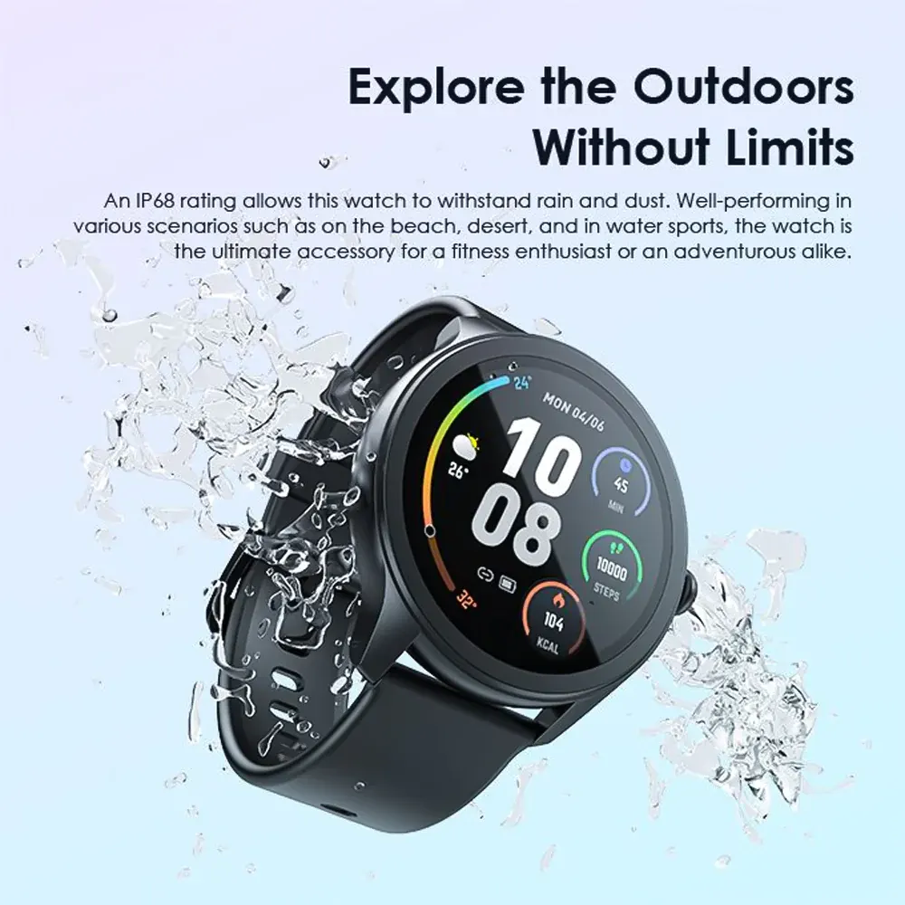 Oraimo Smart Watch 2R, 1.39 Inch AMOLED Screen, Silicone Strap, Water Resistant, Black Color