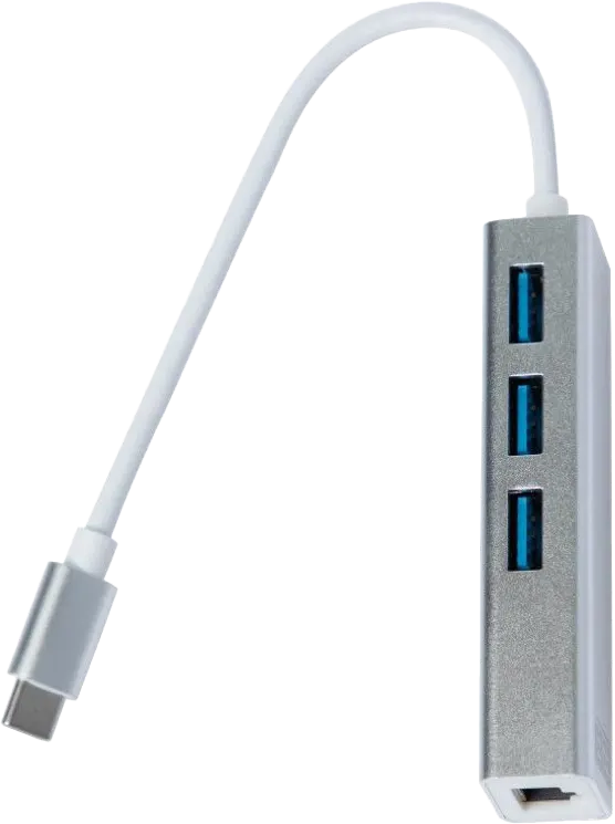 Converter 2B Type-C To 3USB 3.0 + RJ45 HUB, Silver, CV568