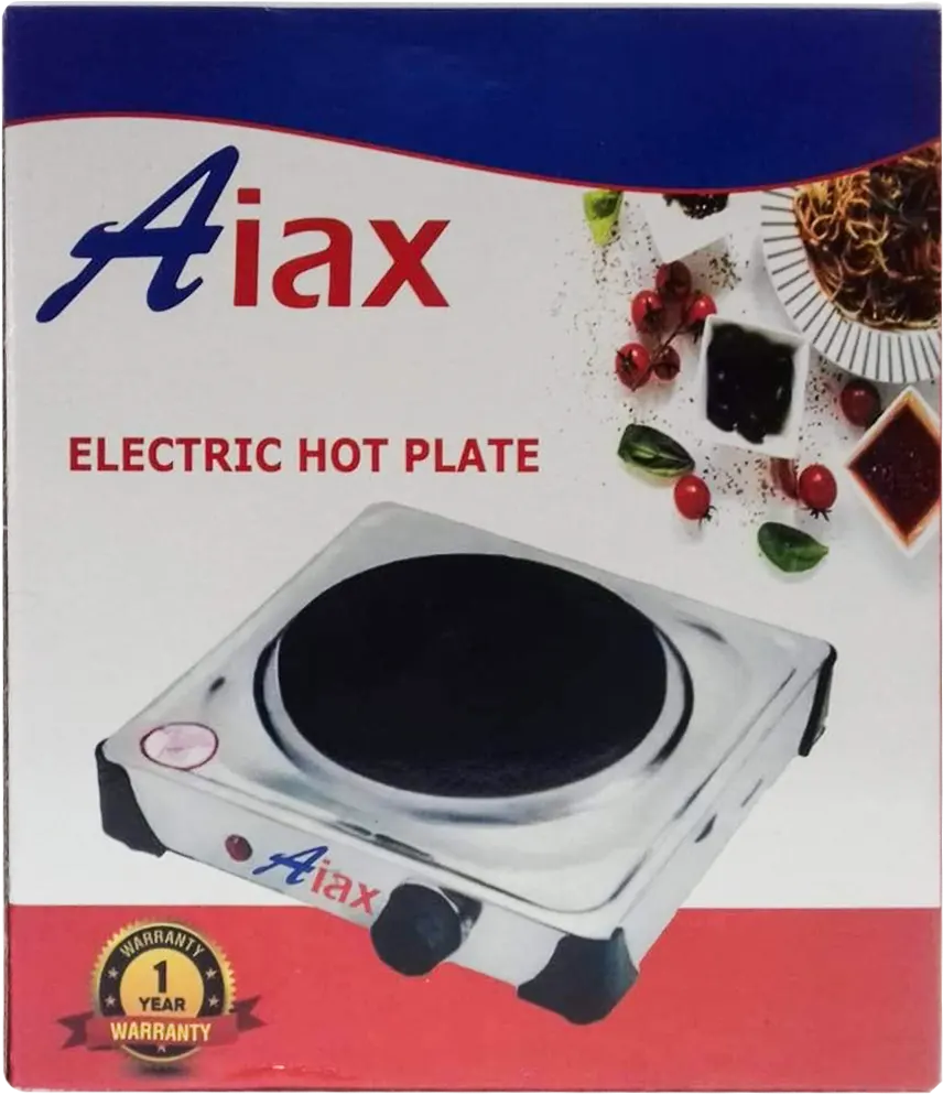 Aiax Electric Hob Cooker, 1 Burner, 1500 Watt, Stainless Steel, Silver, KGP 012