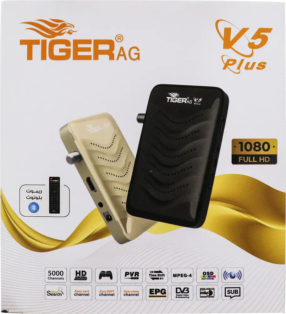 ريسيفر تايجر مينى ، 5000 قناة، دقة HD، أسود، V5 Plus