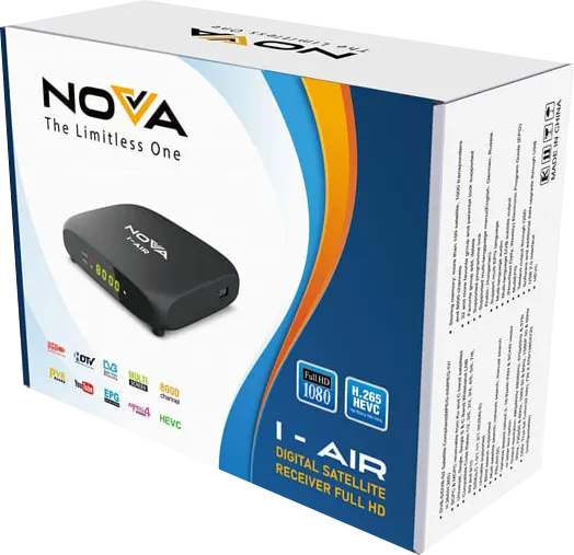 Nova Receiver, 8000 Channels, FHD, Wi-Fi, Black, I Air