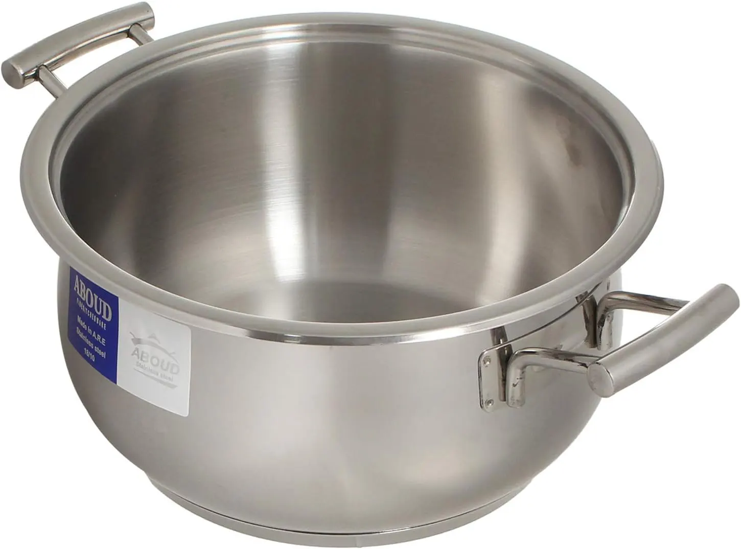 Aboud Bombay stainless steel pot with platinum handle , size 16, silver