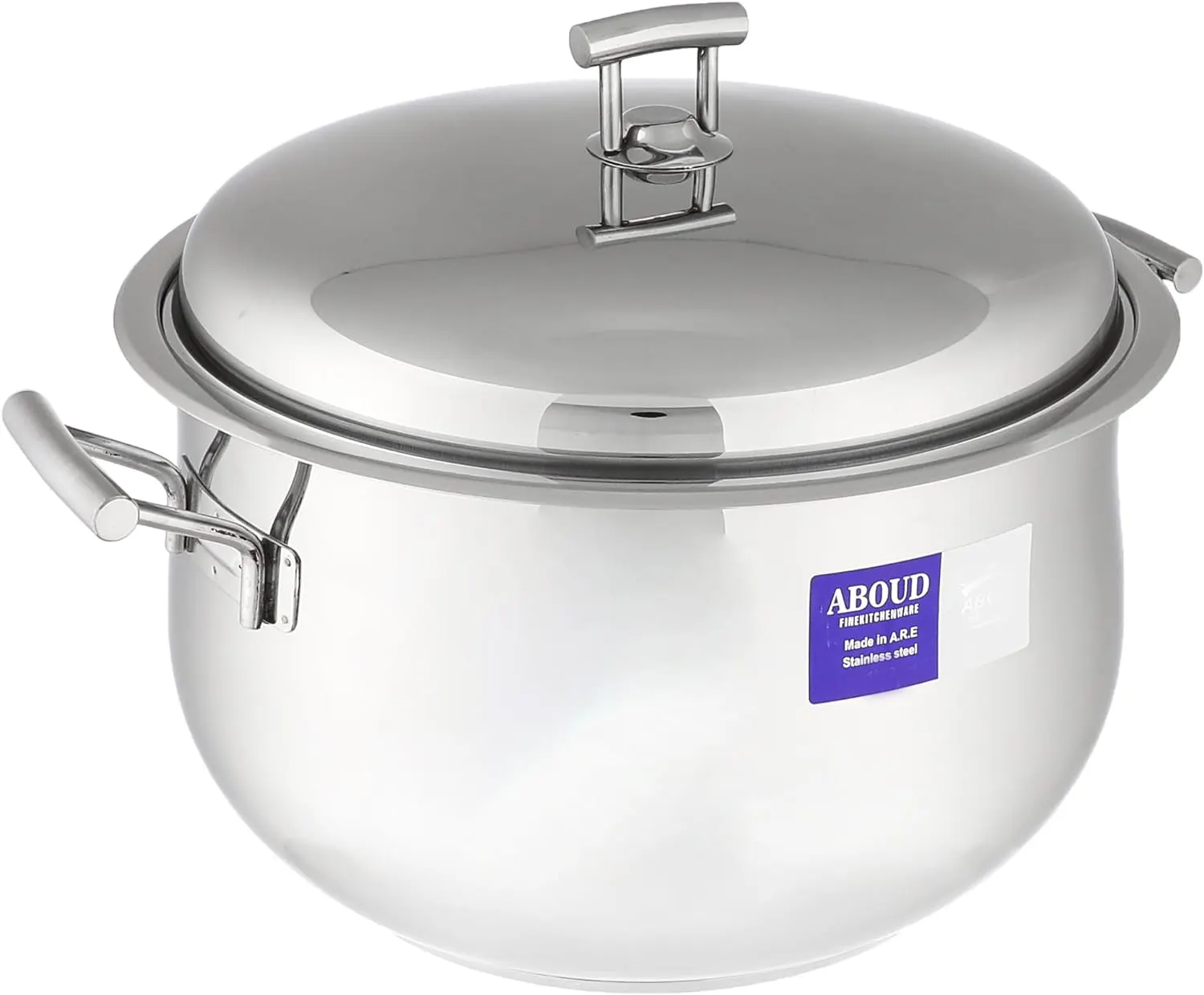 Aboud Bombay stainless steel pot with platinum handle , size 20, silver