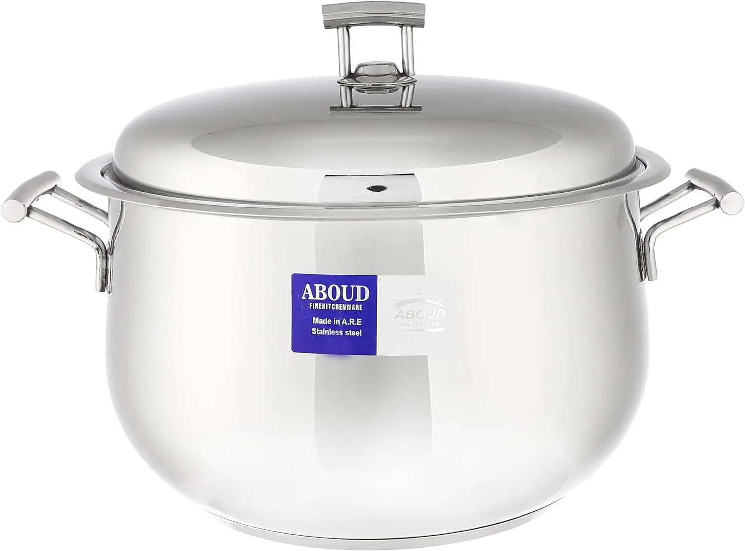 Aboud Bombay stainless steel pot with platinum handle , size 18, silver