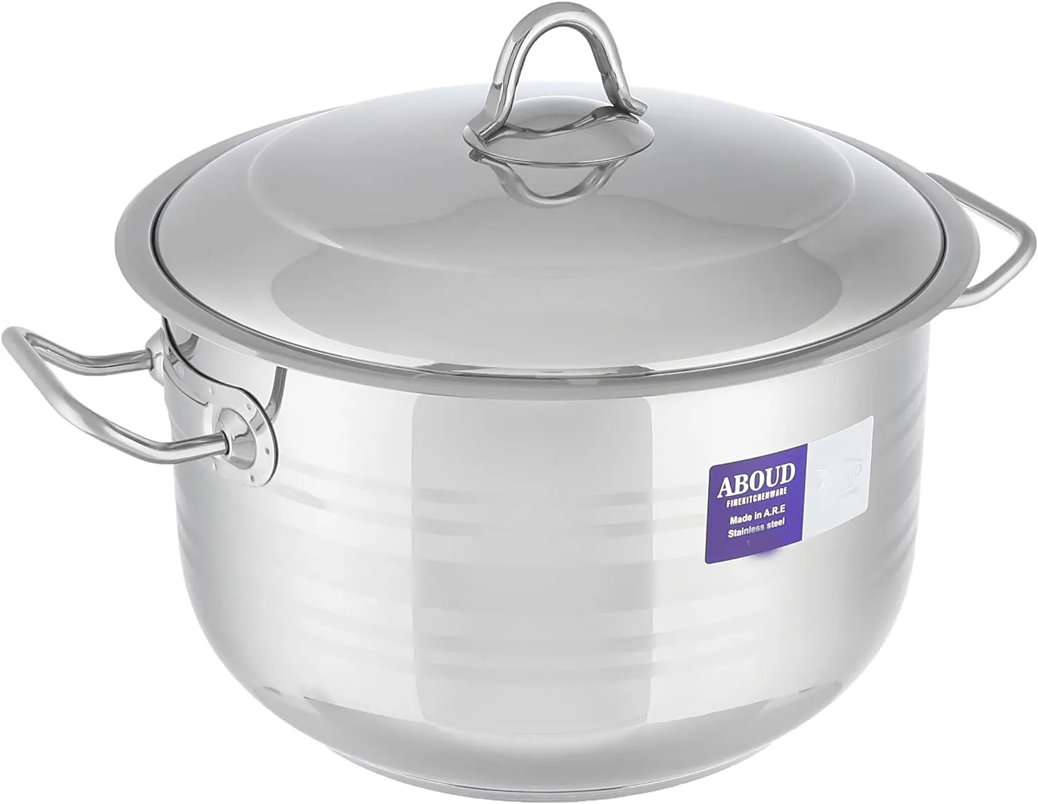 Aboud Striped stainless steel pot , size 28, silver